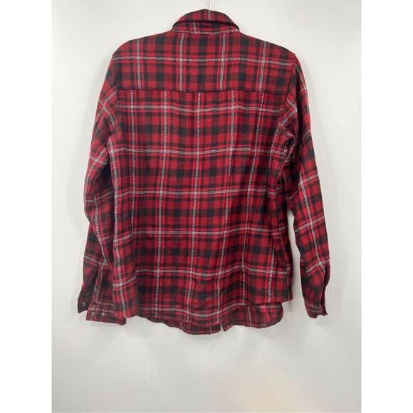 Woolrich Shirt‎ Womens Red Long Sleeve Wool Blend Button-up Plaid Large - Picture 6 of 6
